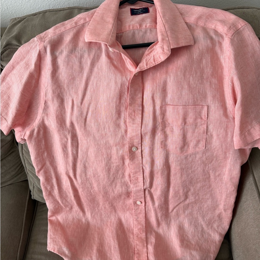 UNTUCKit Light Coral linen Casual Button Down Shirt